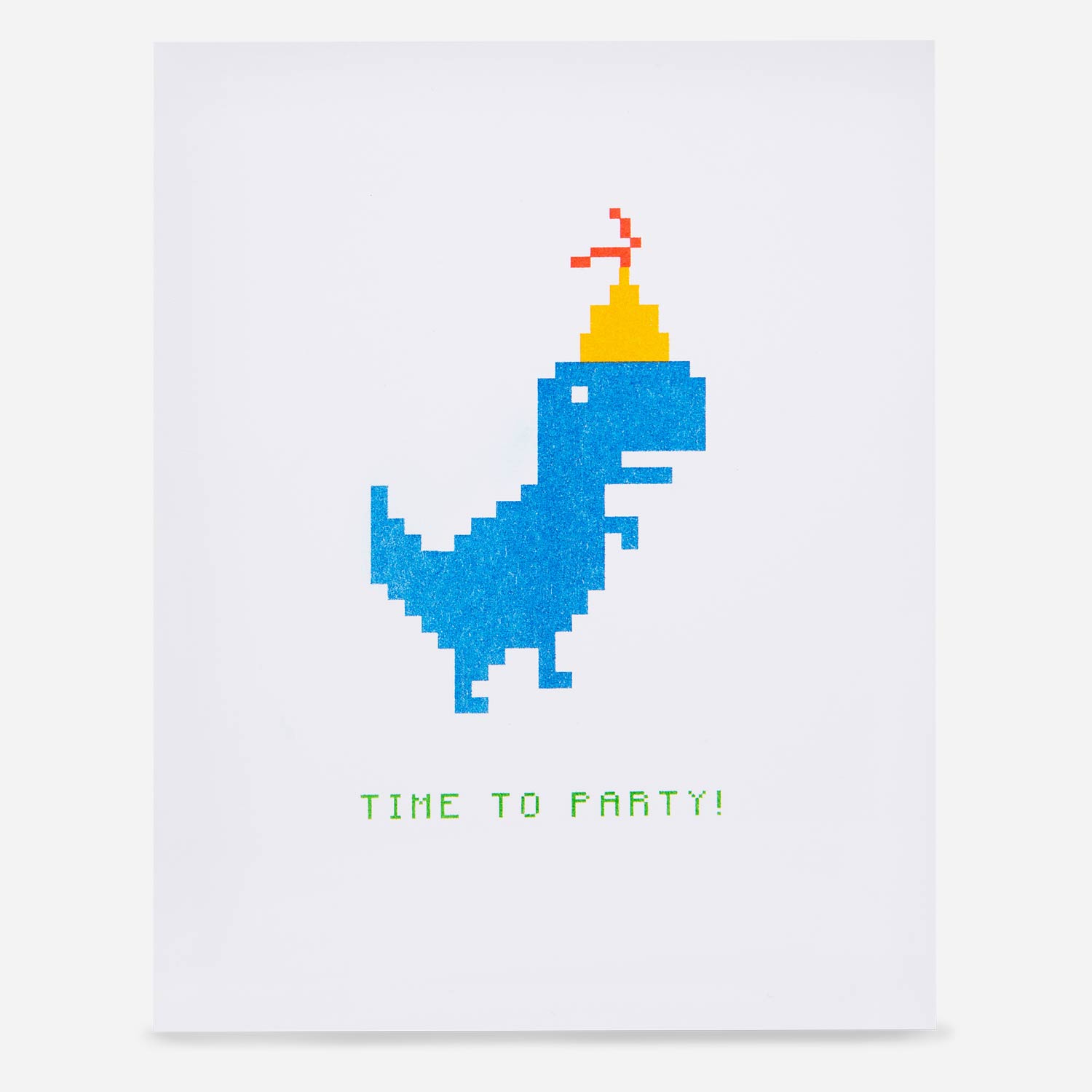 Chrome Dino Party Time Greeting Card