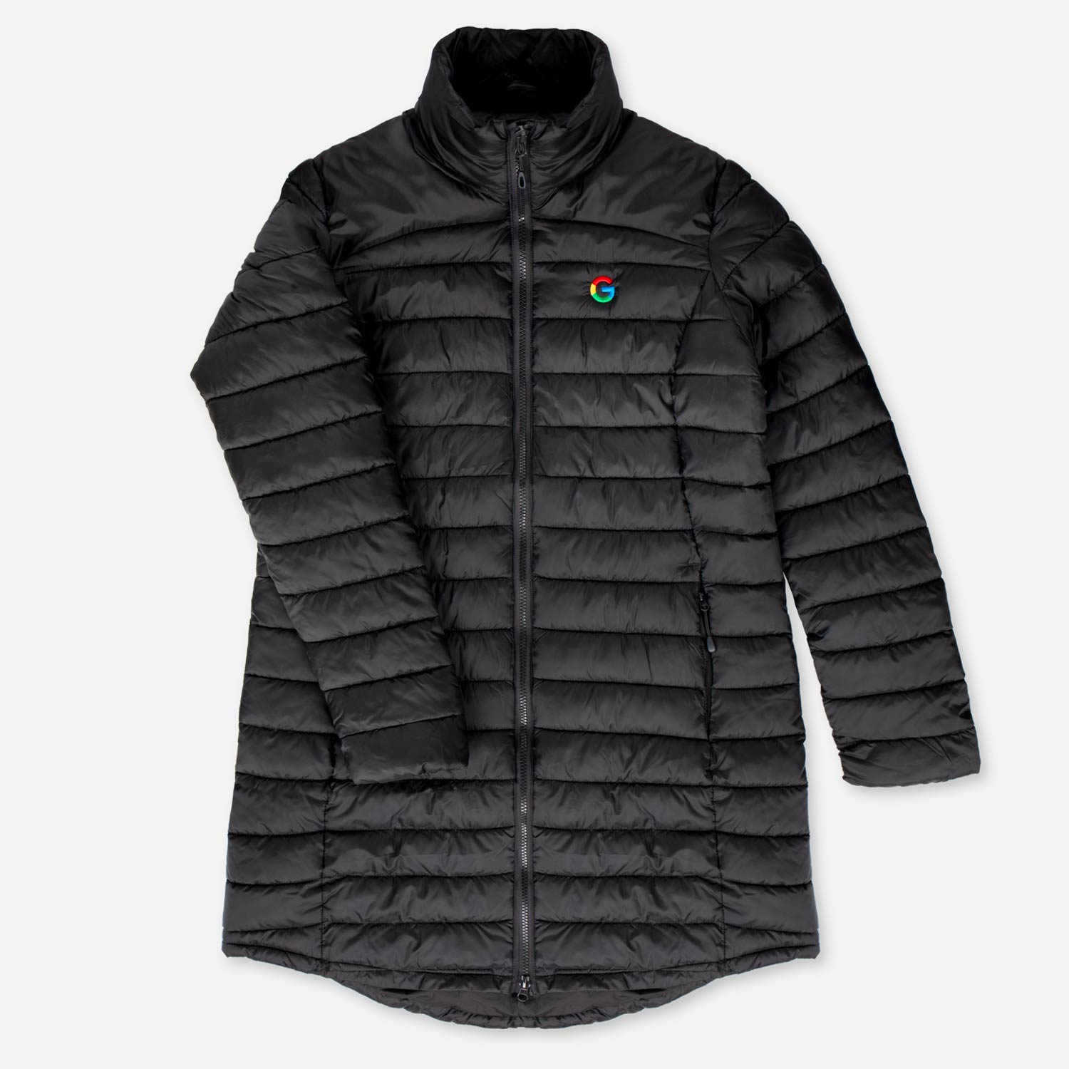 Short padded jacket with high neck - Black